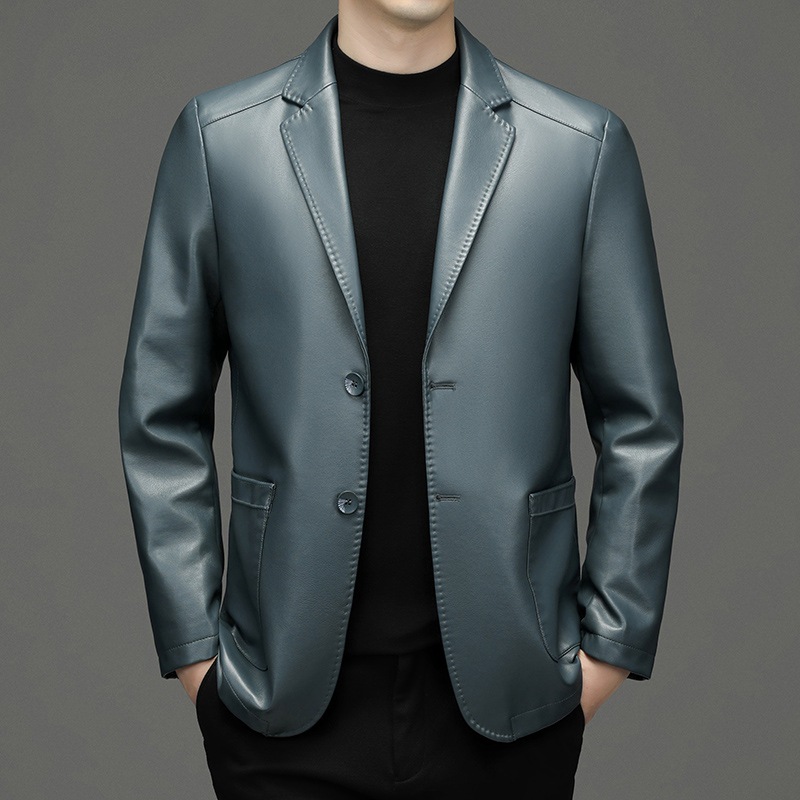 Leather Work Jacket - New Men Genuine Leather Blazers Jackets