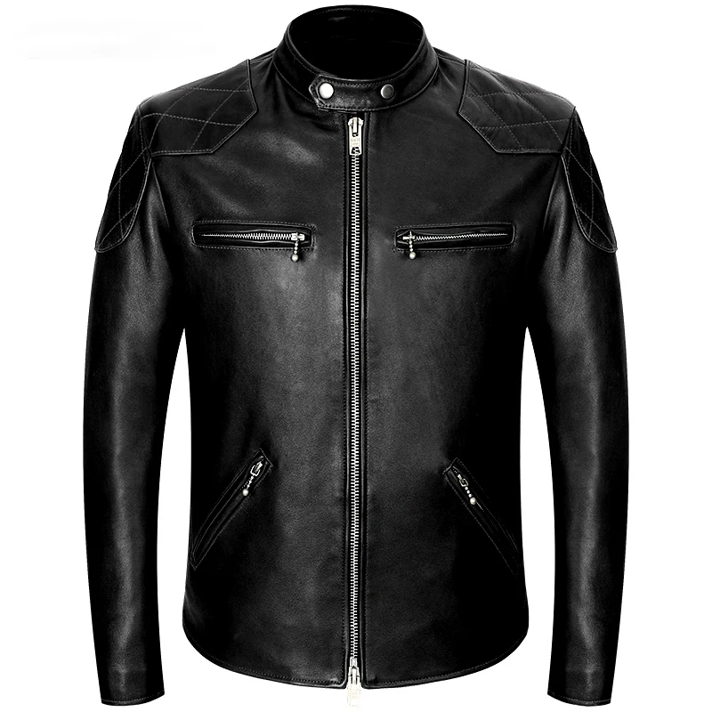 Leather Work Jacket - 100% Genuine Soft Sheepskin Tanned Leather