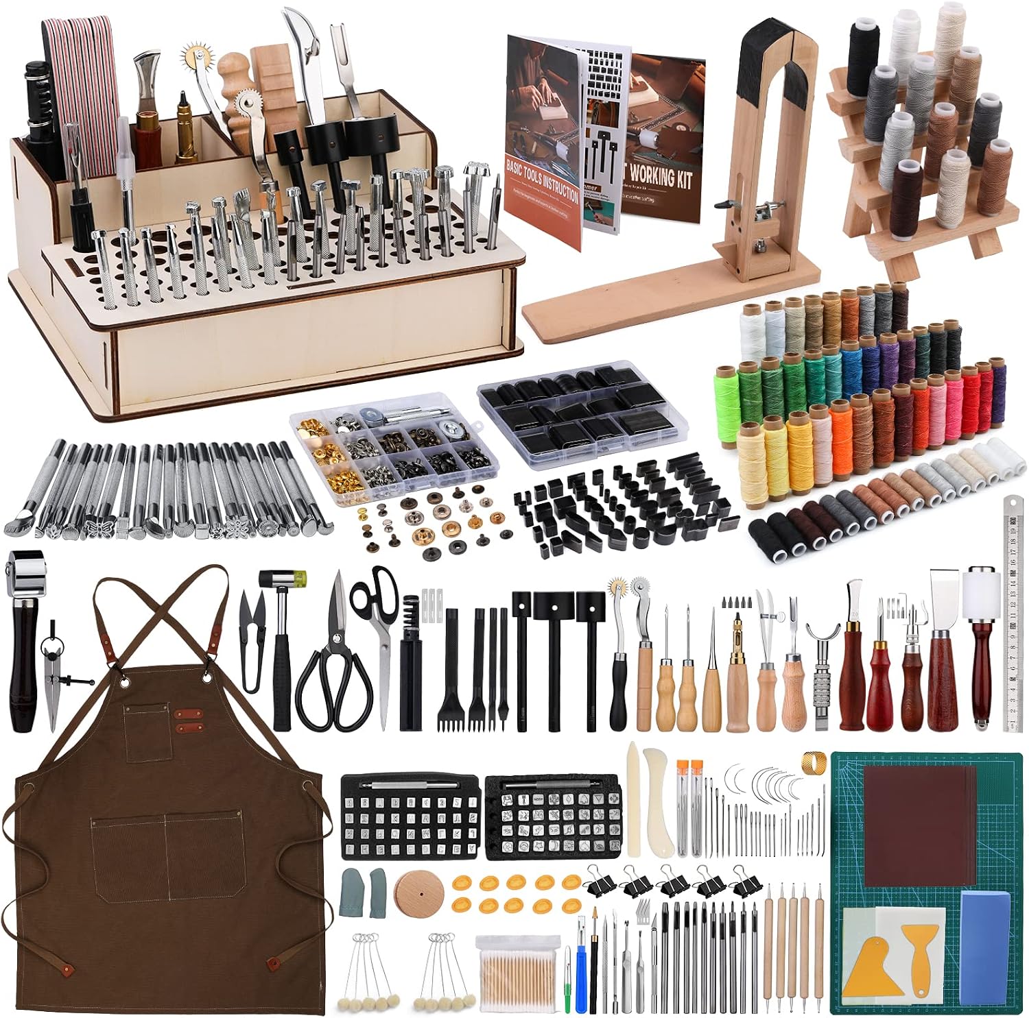 Beginner Leatherwork Kit - 628Pcs Leather Working Tooling Set for
