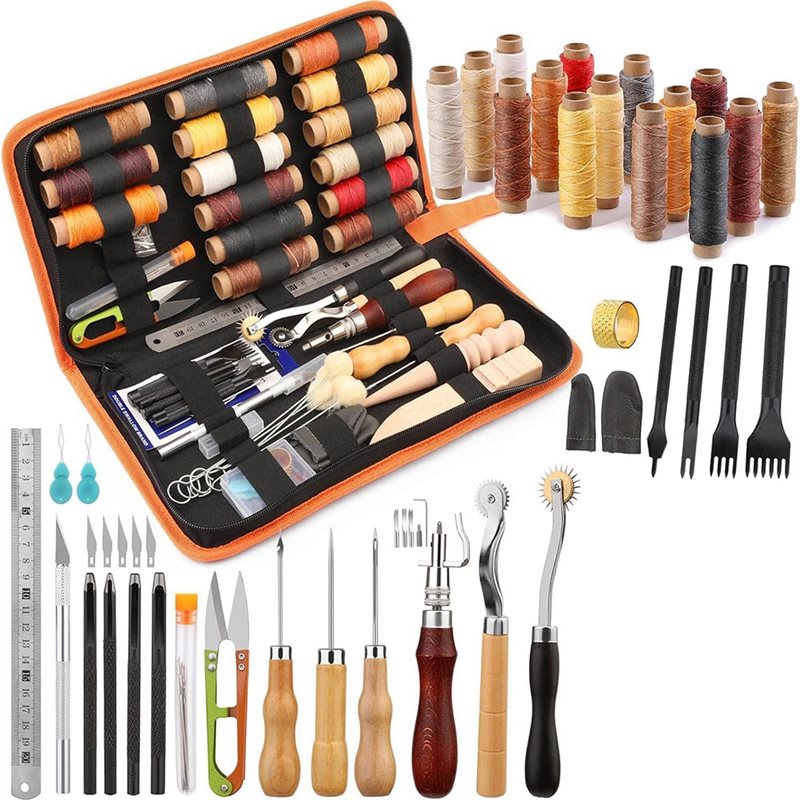 Beginner Leatherwork Kit - AB08-Leather Working Tools Kit 66 Pieces