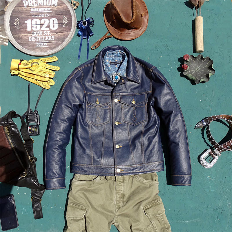 Leather Work Jacket - Knight Genuine Leather Jacket Short Style