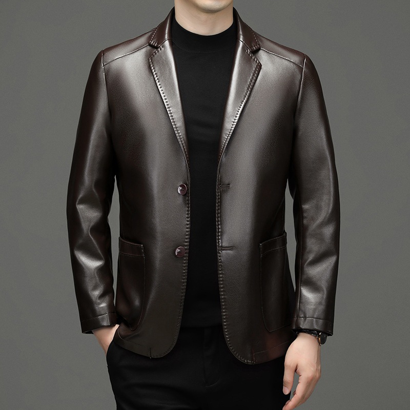 New Men Genuine Leather Blazer - огляд і ціна Leather Work Jacket