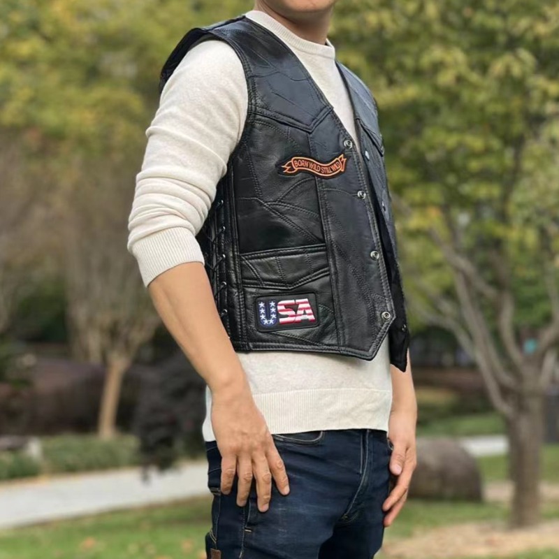 NEW Motorcycle Vests Men Cafe  - огляд і ціна Leather Work Jacket