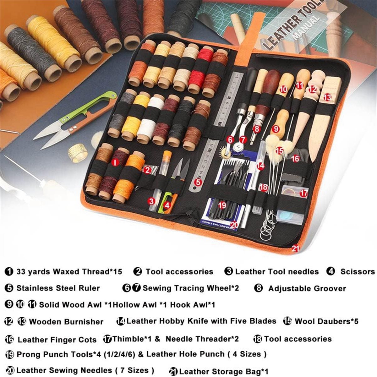 66Pcs Leather Working Tools Ki - огляд і ціна Beginner Leatherwork Kit
