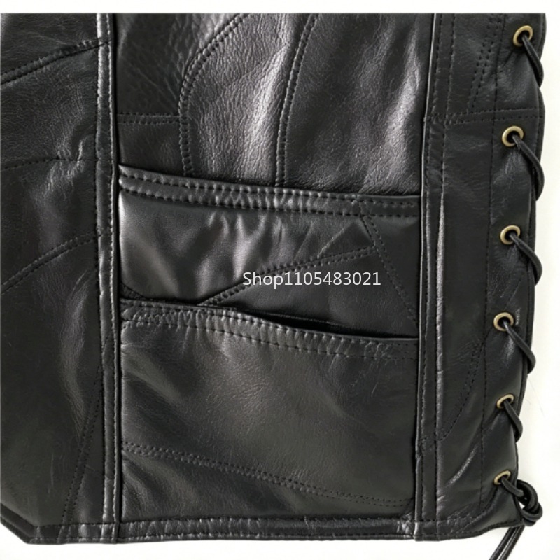 Men's Black Patchwork Leather  - огляд і ціна Leather Work Jacket