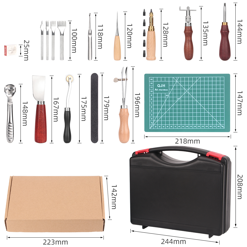 QJH 15 Piece Leather Craft Too - огляд і ціна Beginner Leatherwork Kit