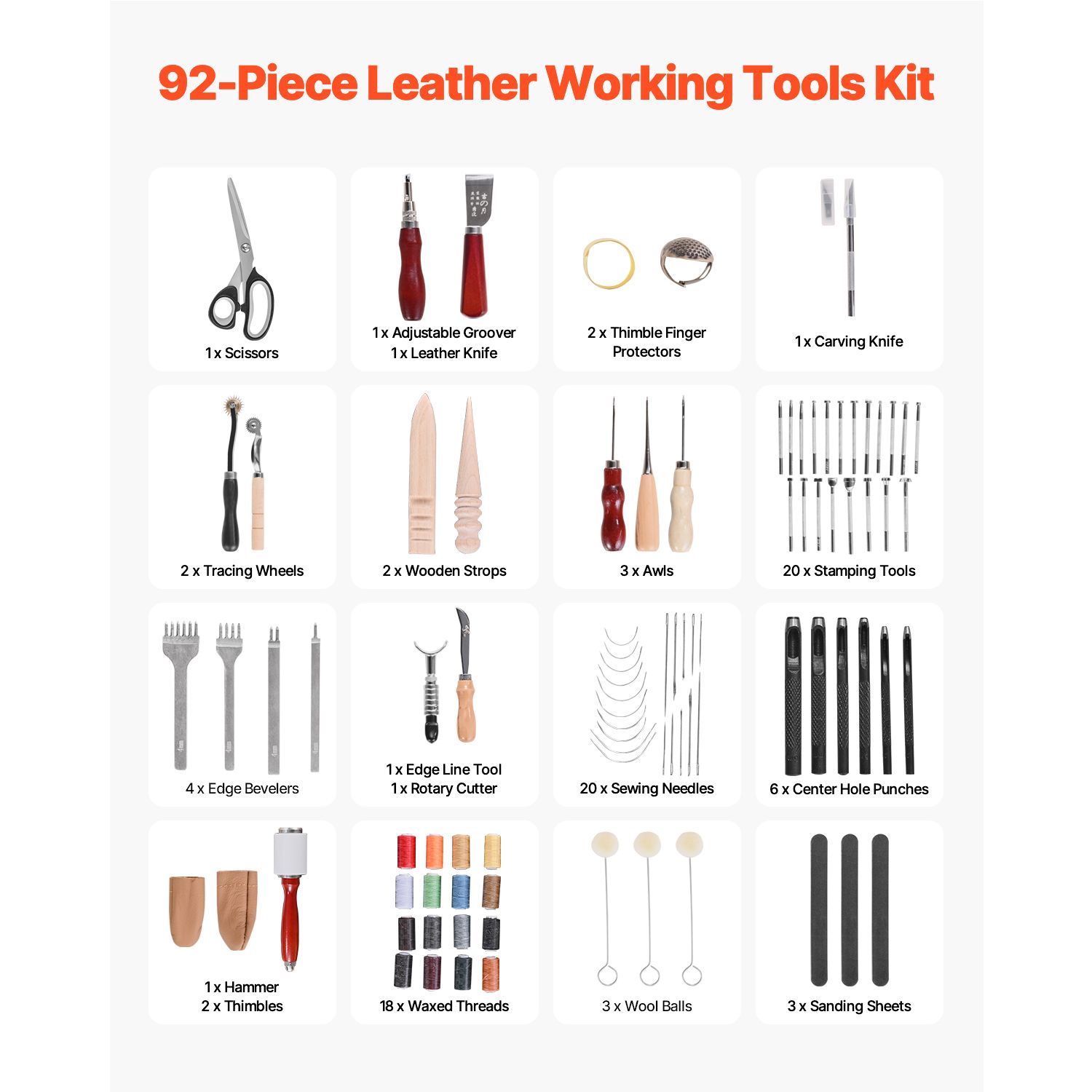 Leather Working Tools Kit, 92  - огляд і ціна Beginner Leatherwork Kit